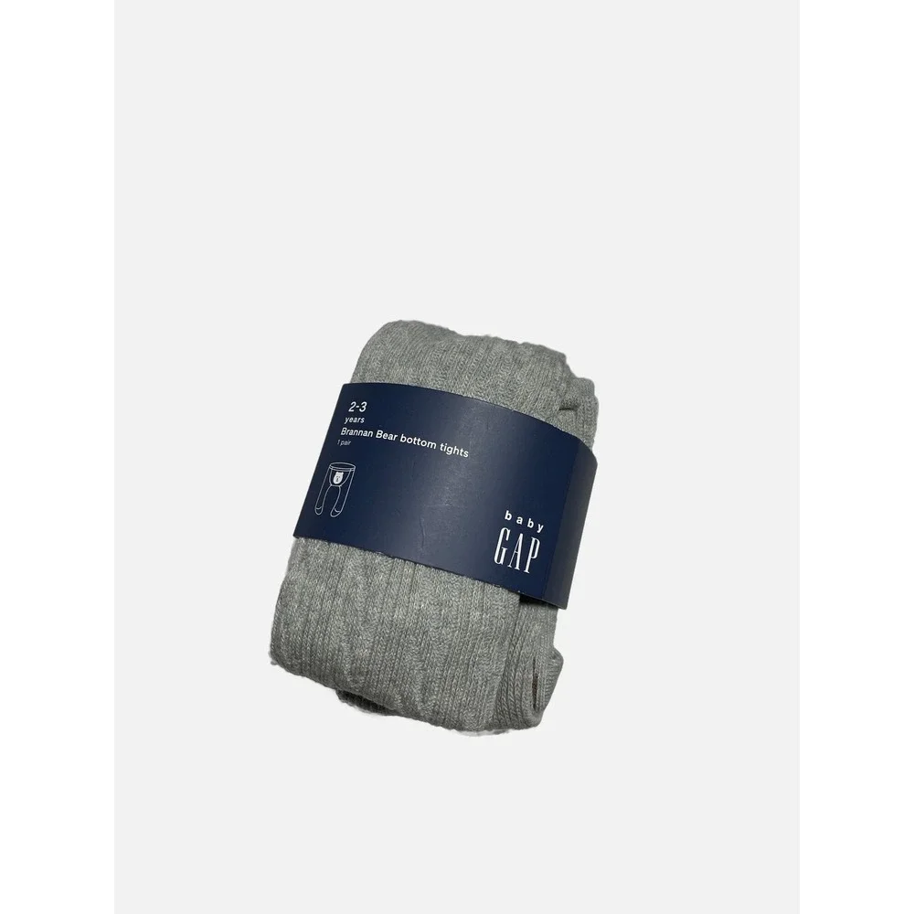 Baby Gap Gray Brannan Bear Bottom‎ Tights Ribbed Knit Size 2-3 Years NEW